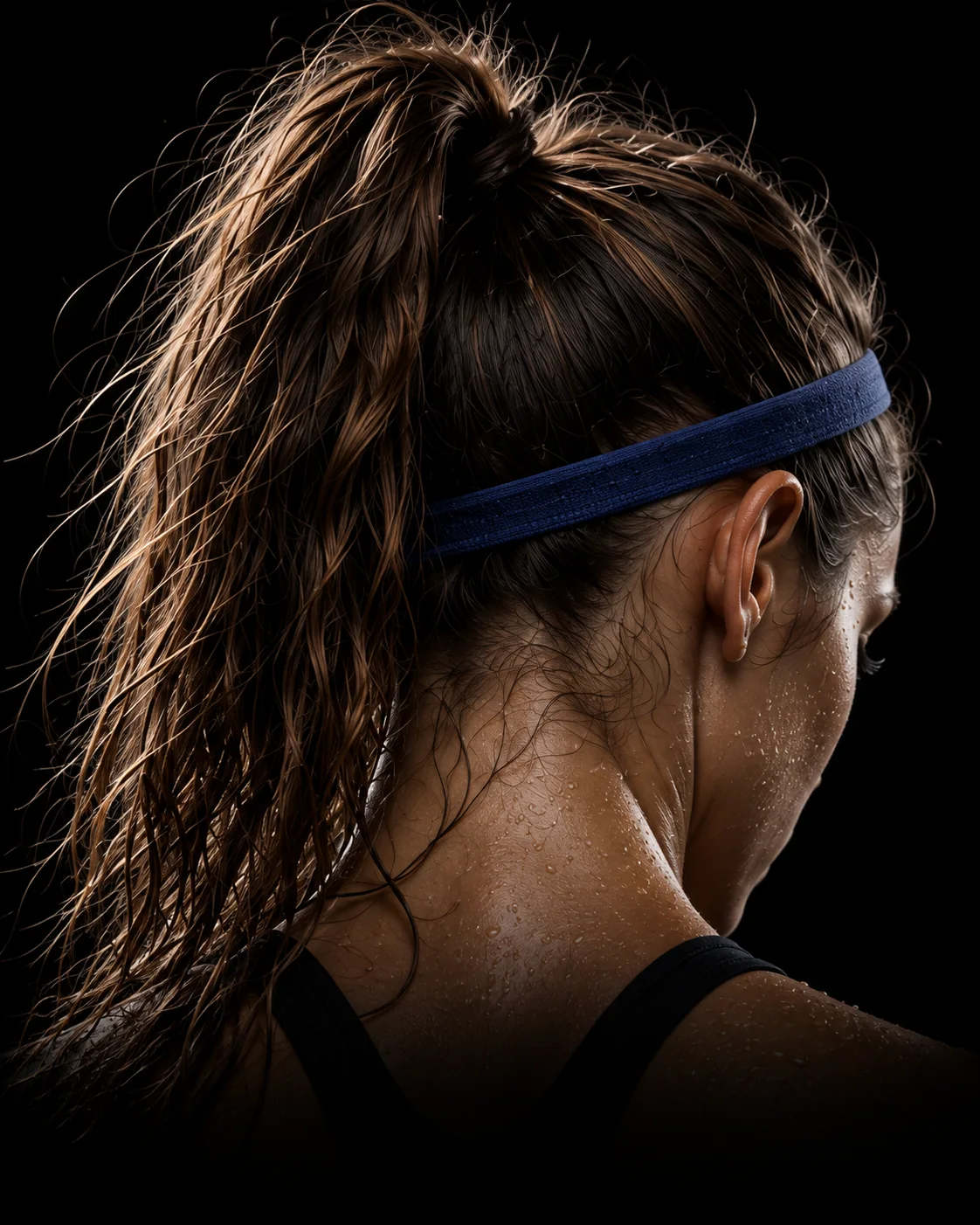 Athlete with a Nord IL headband, seen from behind after training